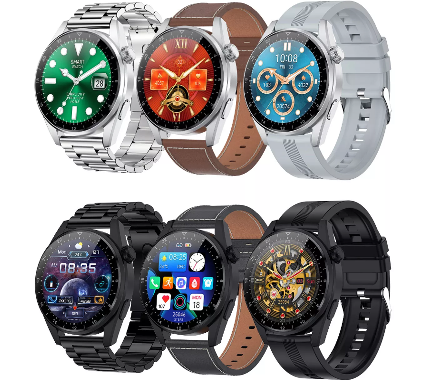 Zegarek Smartwatch Rubicon zestaw z paskiem i bransoletą Rozmowy telefoniczne.webp